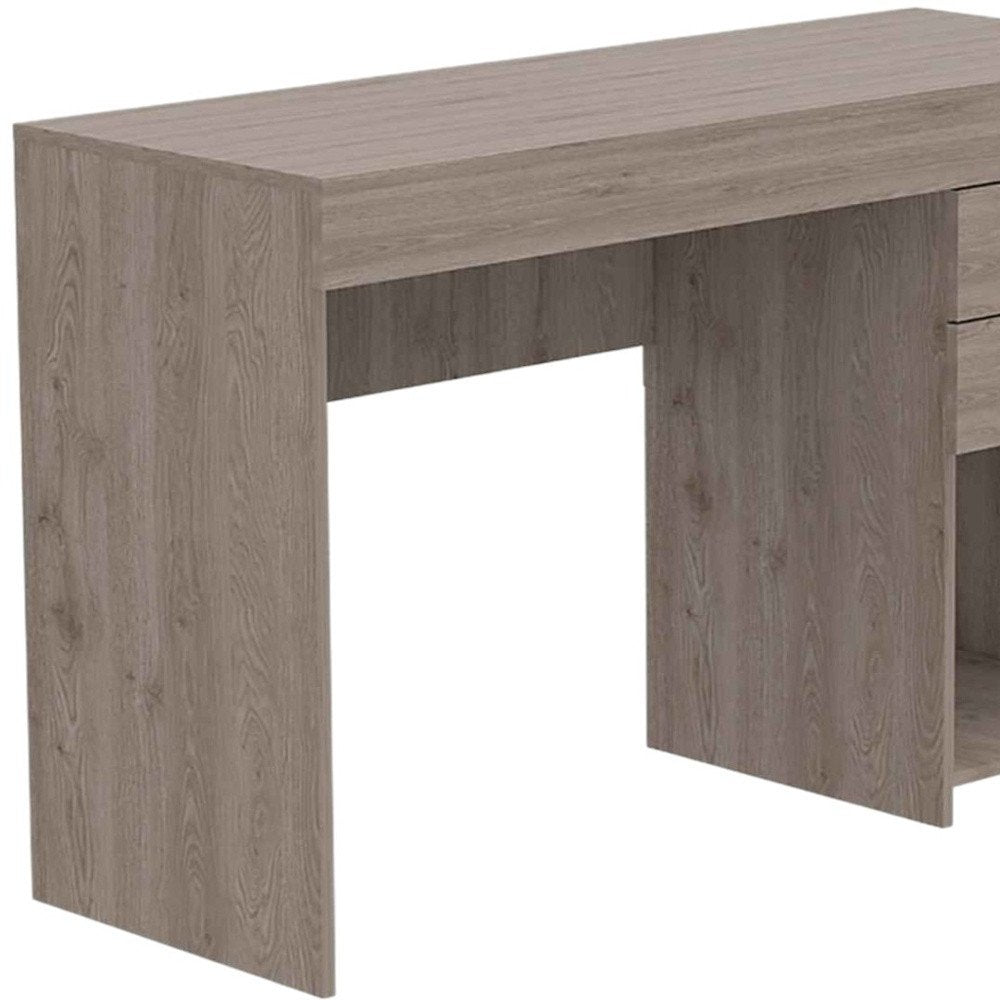 47" Light Gray Computer Desk With Two Drawers HomeRoots