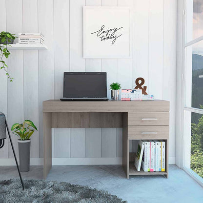 47" Light Gray Computer Desk With Two Drawers HomeRoots