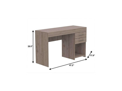 47" Light Gray Computer Desk With Two Drawers HomeRoots