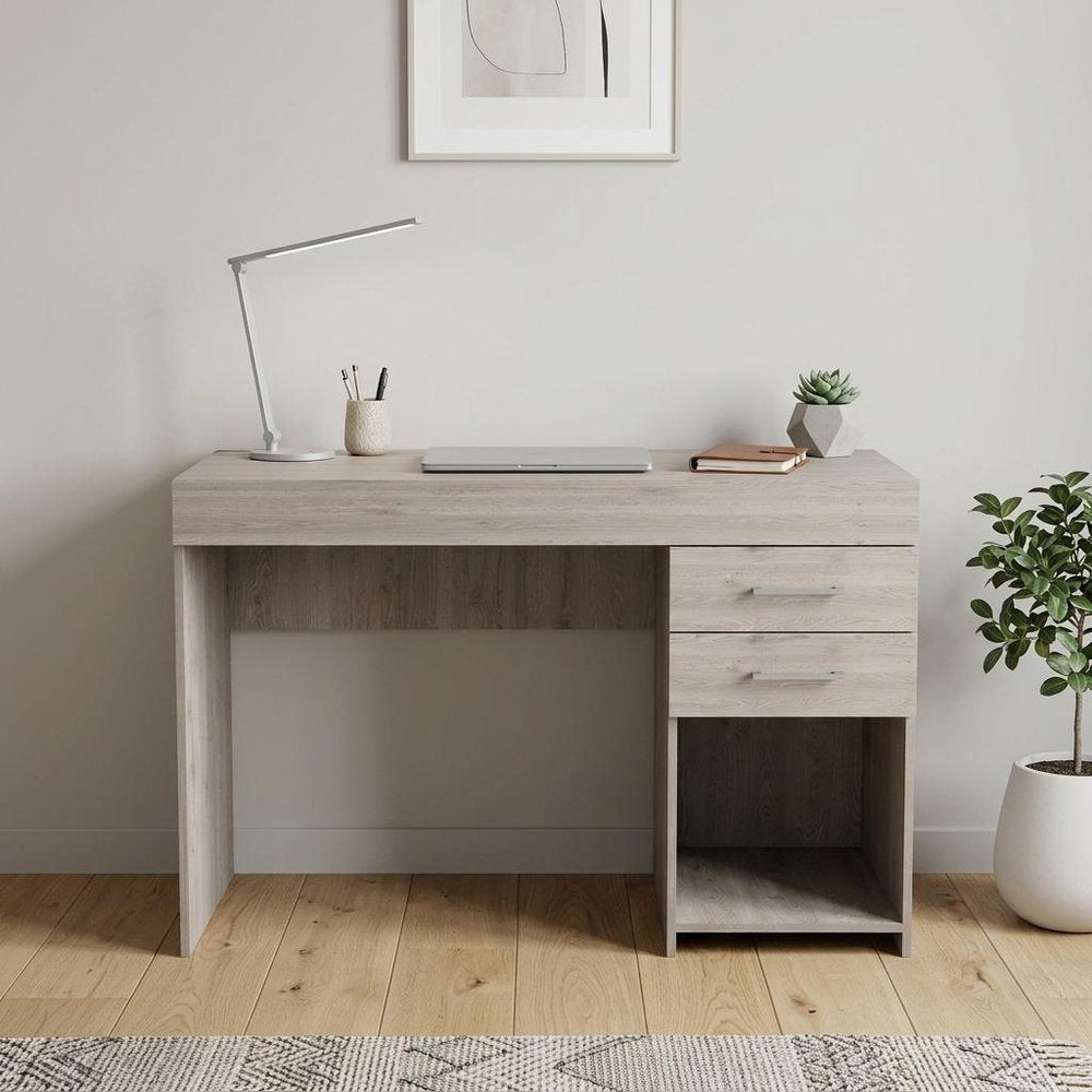 47" Light Gray Computer Desk With Two Drawers HomeRoots