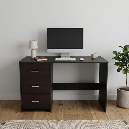 48" Black Computer Desk With Three Drawers HomeRoots