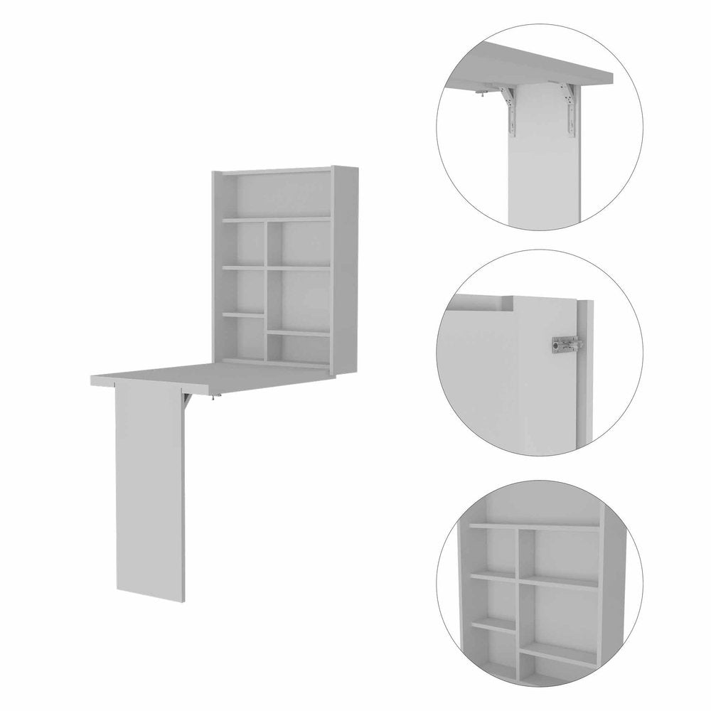 24" White Wall Mounted Writing Desk HomeRoots