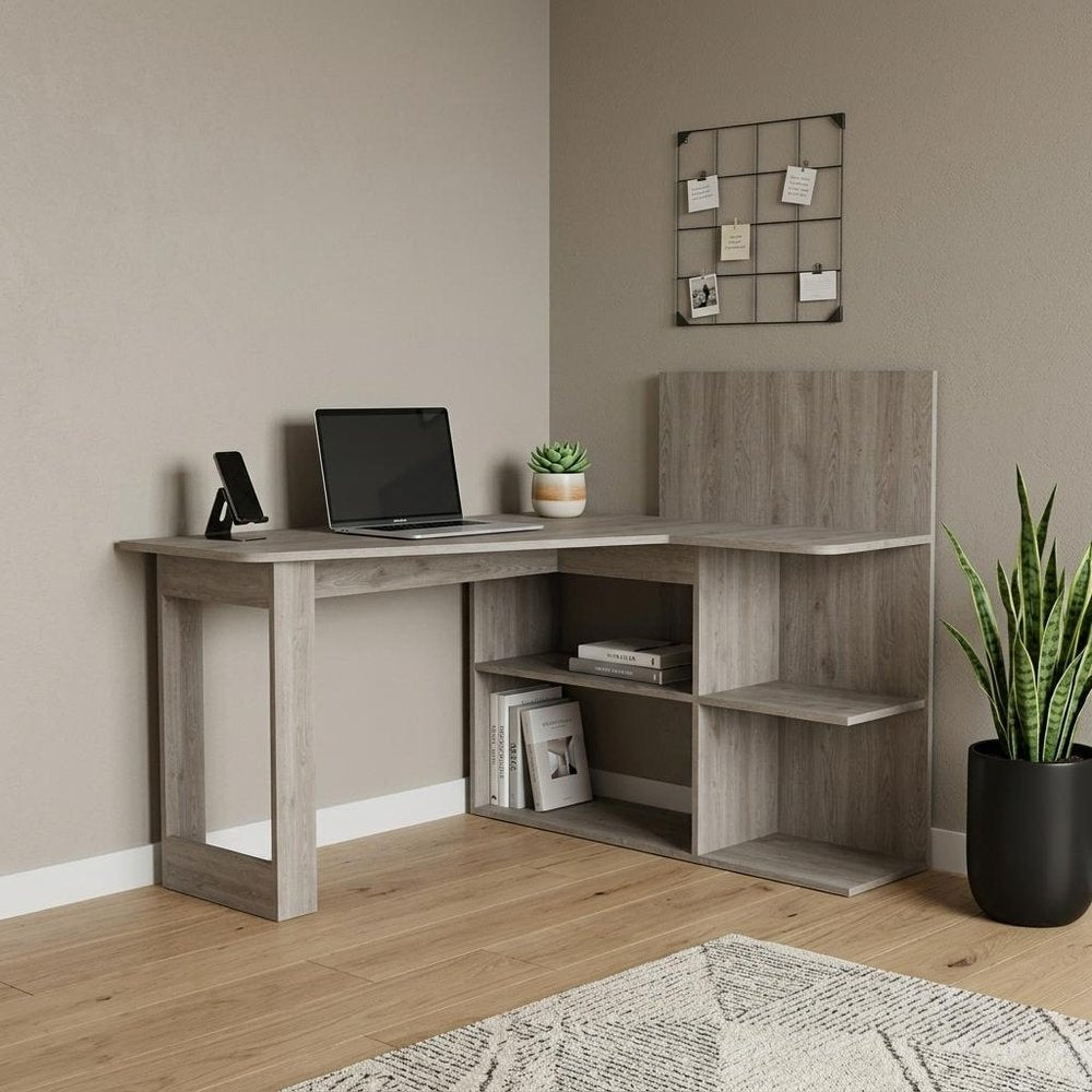 48" Light Gray L Shape Computer Desk HomeRoots
