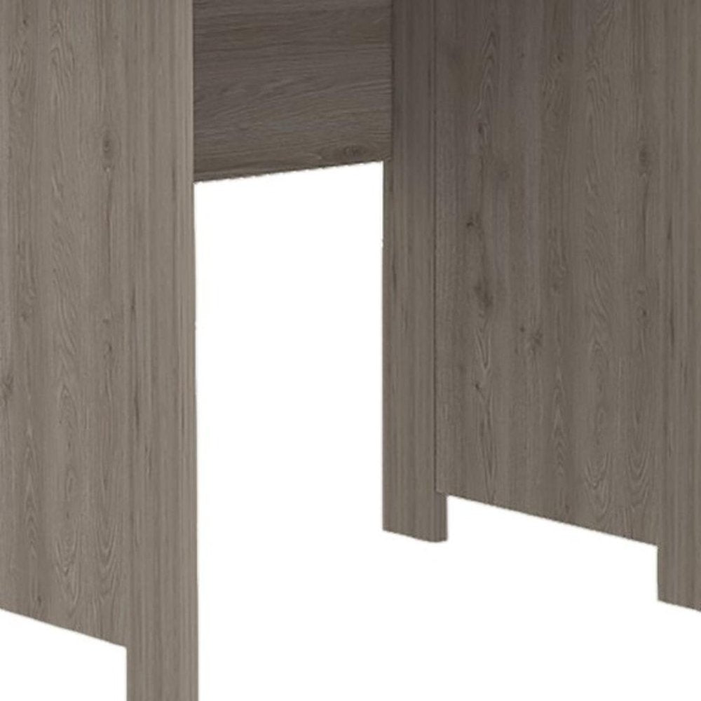47" Light Gray and Brown Wood Computer Desk With Three Drawers — view 4