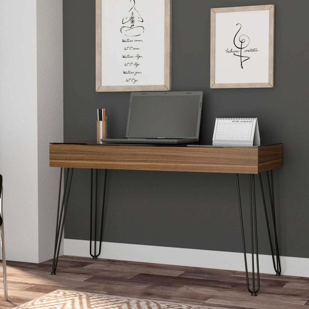 47" Brown and Black Computer Desk HomeRoots