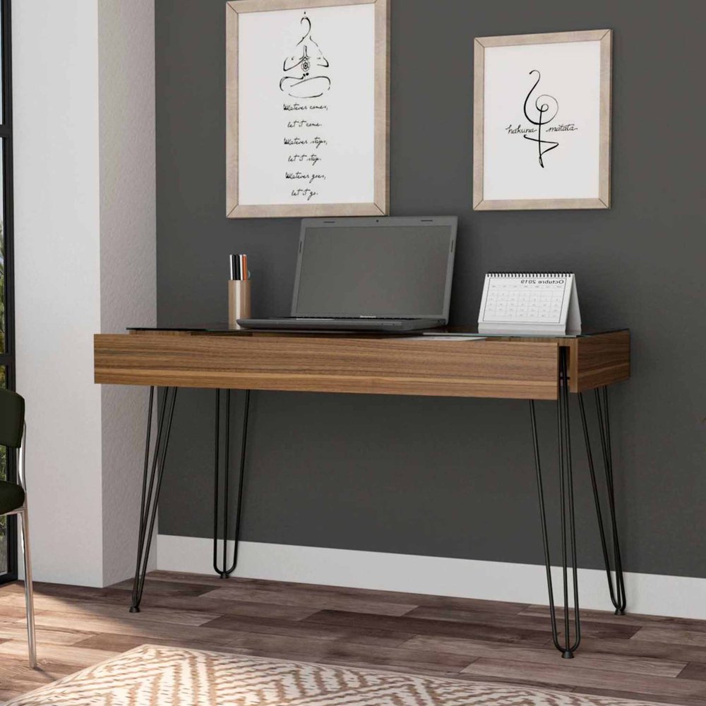 47" Brown and Black Computer Desk HomeRoots