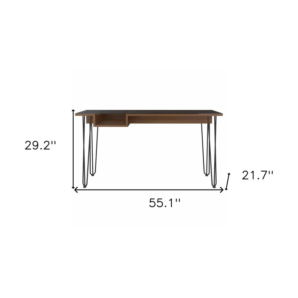 55" Brown and Black Computer Desk HomeRoots