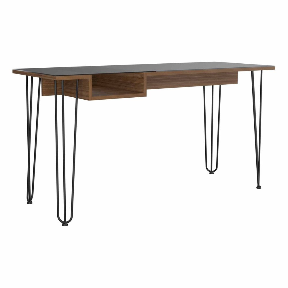 55" Brown and Black Computer Desk HomeRoots
