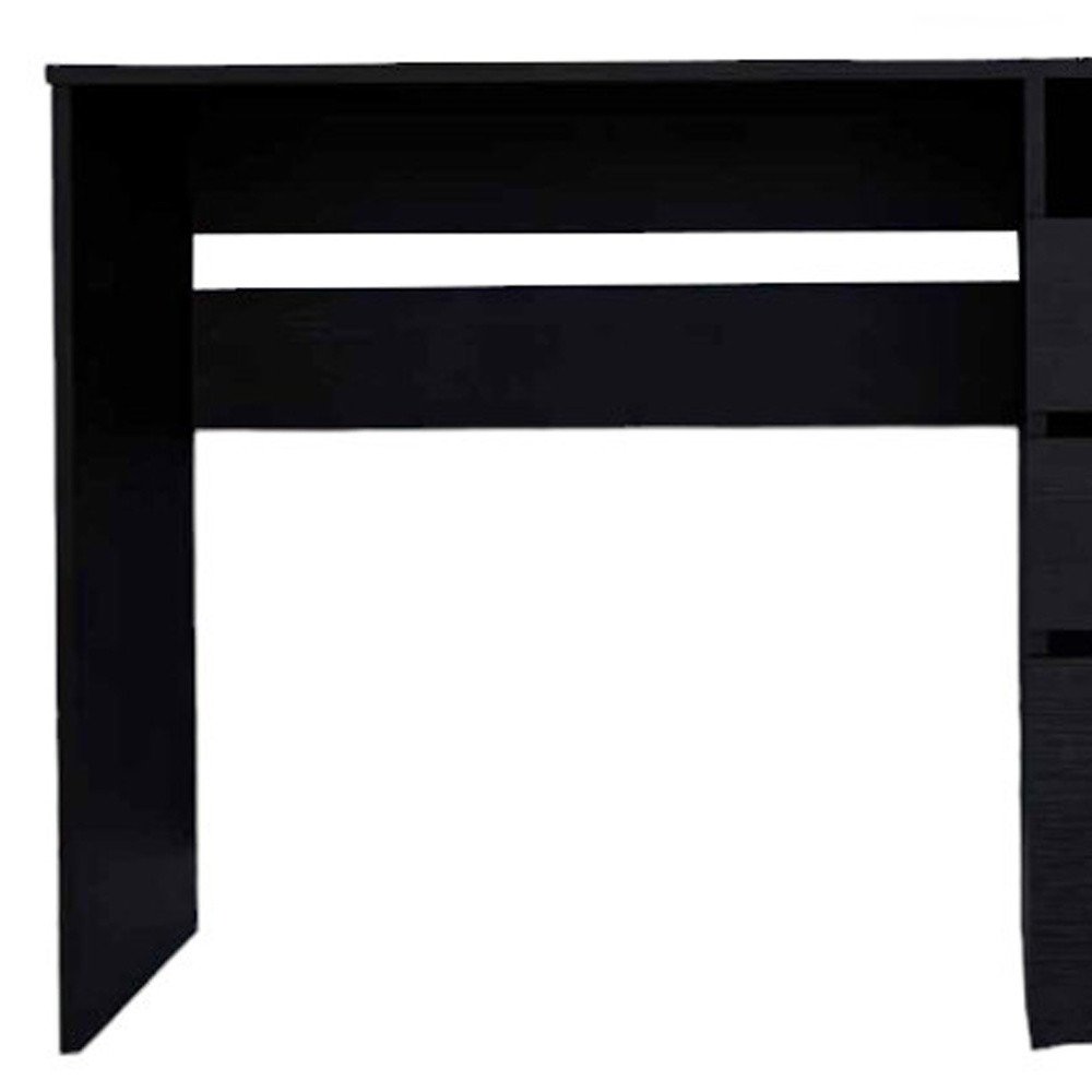 47" Black Computer Desk With Three Drawers HomeRoots