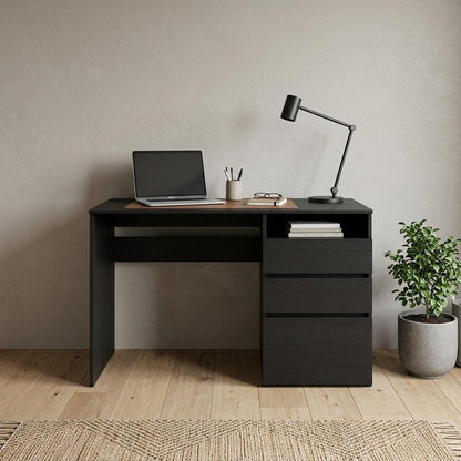 47" Black Computer Desk With Three Drawers HomeRoots