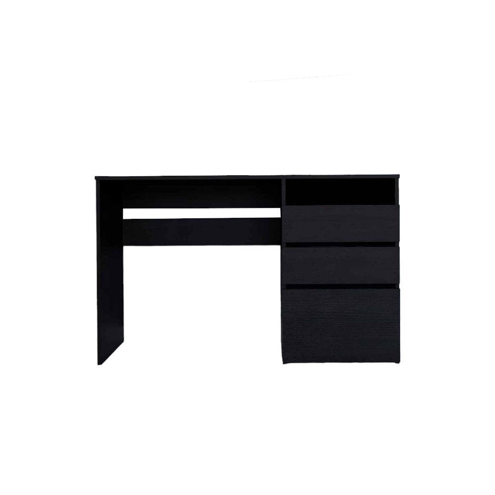 47" Black Computer Desk With Three Drawers HomeRoots