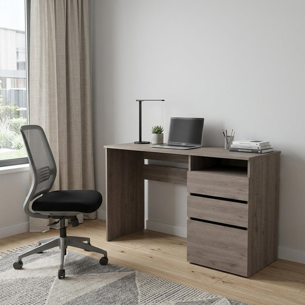 47" Light Gray Computer Desk With Three Drawers HomeRoots
