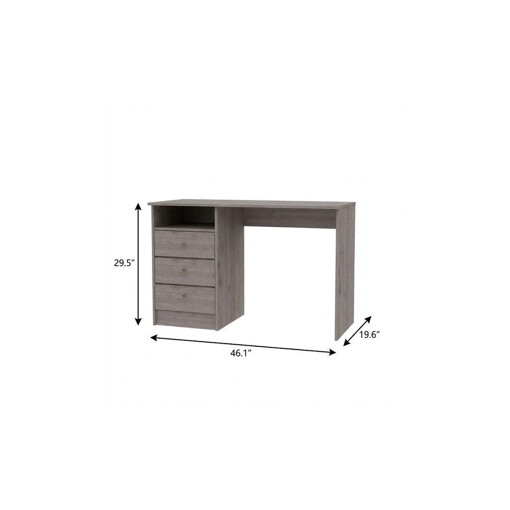 46" Light Gray and Brown Wood Computer Desk With Three Drawers — view 5