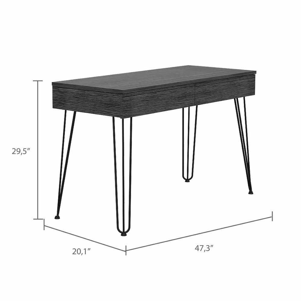 47" Gray and Black Computer Desk With Two Drawers HomeRoots