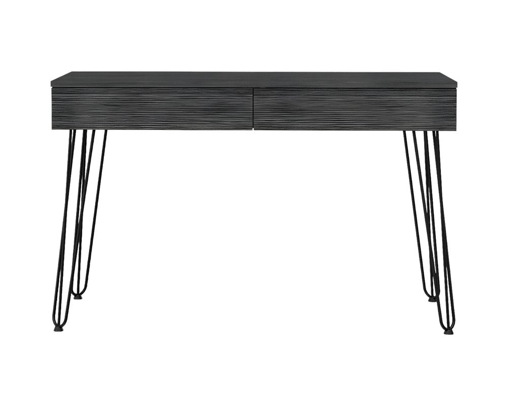 47" Gray and Black Computer Desk With Two Drawers HomeRoots