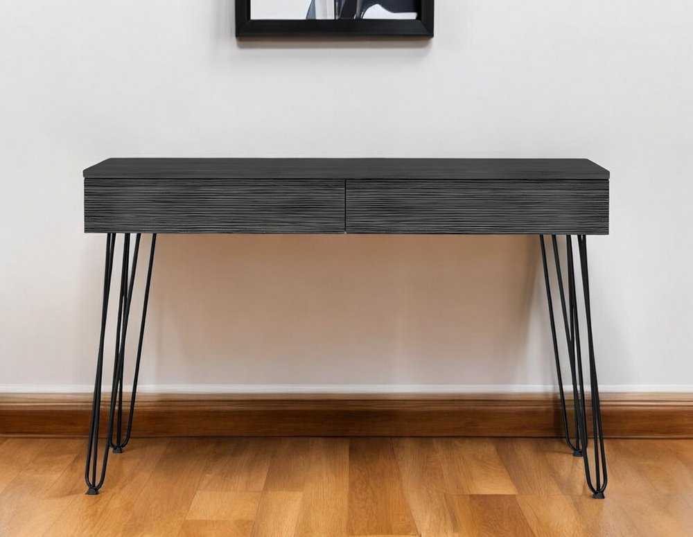 47" Gray and Black Computer Desk With Two Drawers HomeRoots