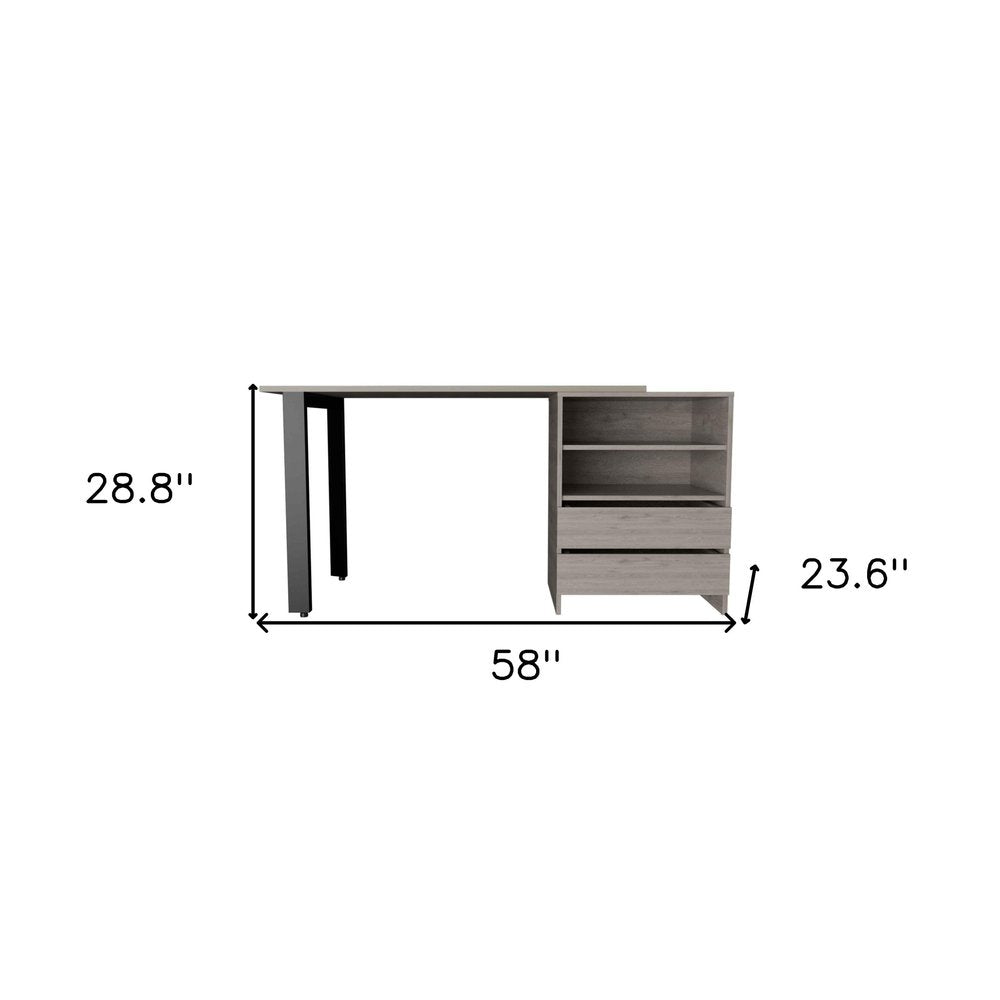 58" Light Gray Computer Desk — view 2
