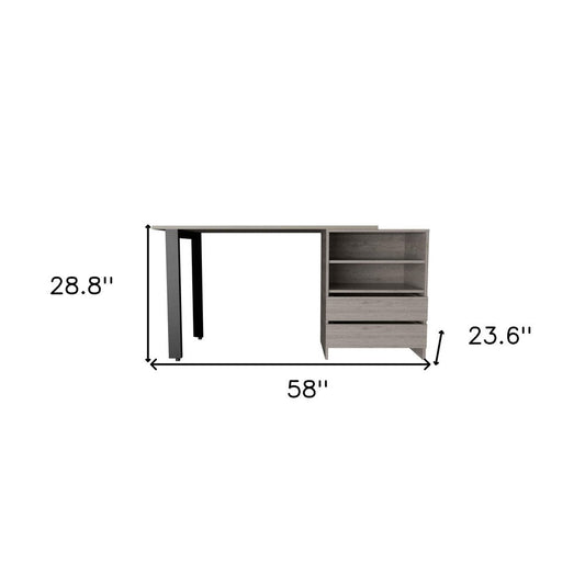 58" Light Gray Computer Desk HomeRoots