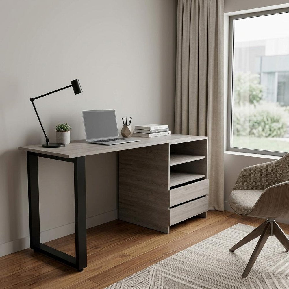 58" Light Gray Computer Desk HomeRoots
