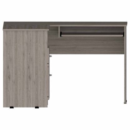 41" Light Gray L Shape Computer Desk With Two Drawers - FurniFindUSA