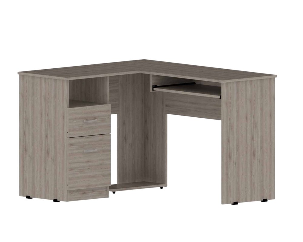 47" Light Gray L Shape Computer Desk With Two Drawers HomeRoots