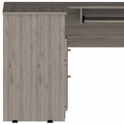47" Light Gray L Shape Computer Desk With Two Drawers HomeRoots