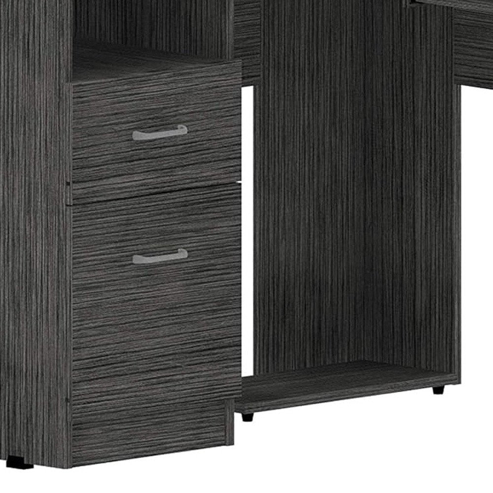 47" Gray L Shape Computer Desk With Two Drawers HomeRoots