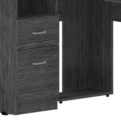 47" Gray L Shape Computer Desk With Two Drawers HomeRoots