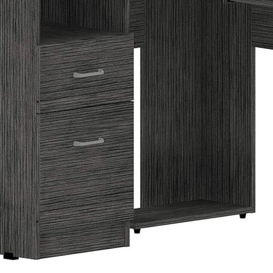 47" Gray L Shape Computer Desk With Two Drawers HomeRoots