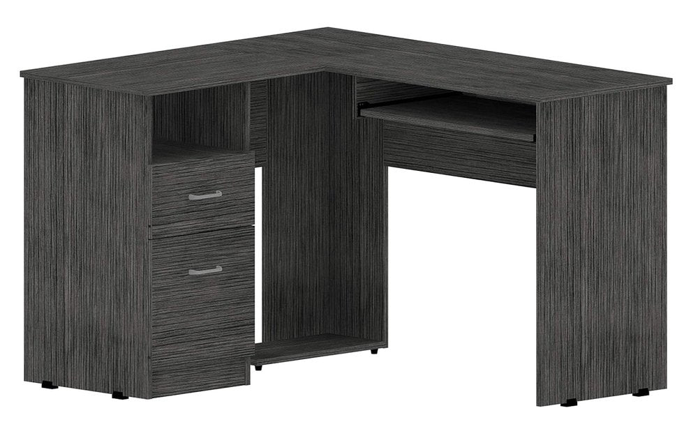 47" Gray L Shape Computer Desk With Two Drawers HomeRoots