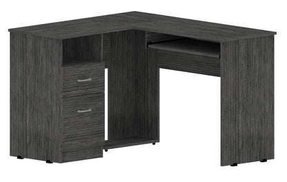 47" Gray L Shape Computer Desk With Two Drawers HomeRoots