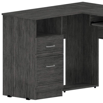 47" Gray L Shape Computer Desk With Two Drawers HomeRoots