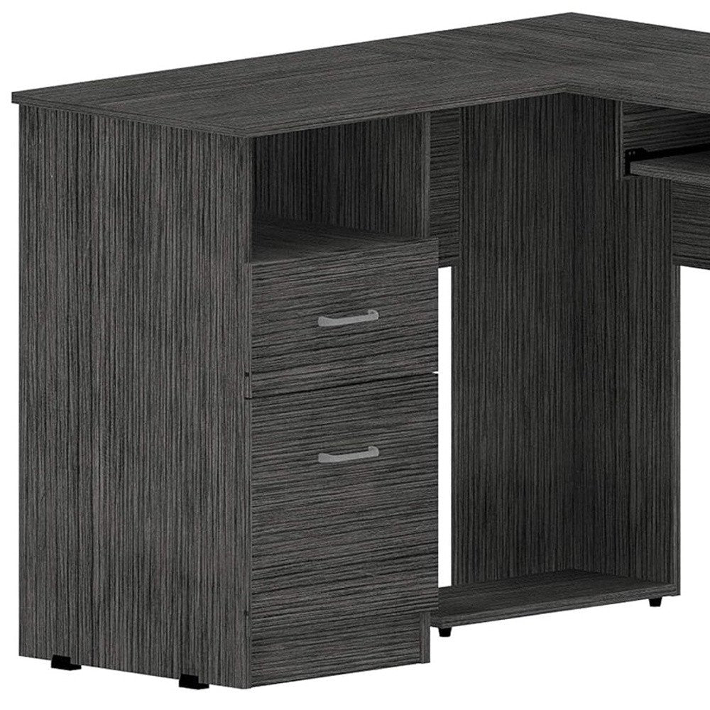47" Gray L Shape Computer Desk With Two Drawers HomeRoots