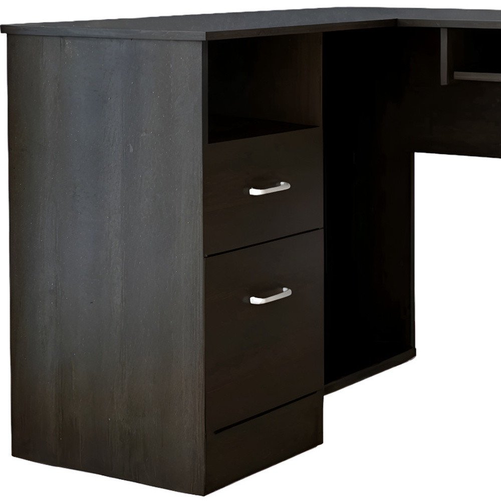 47" Black L Shape Computer Desk With Two Drawers HomeRoots