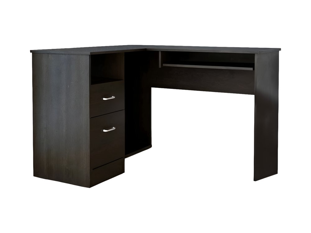 47" Black L Shape Computer Desk With Two Drawers HomeRoots