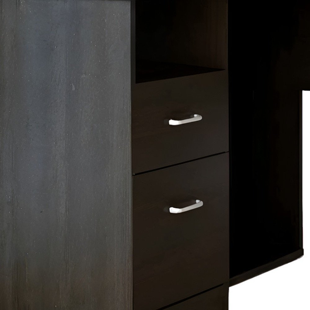 47" Black L Shape Computer Desk With Two Drawers HomeRoots