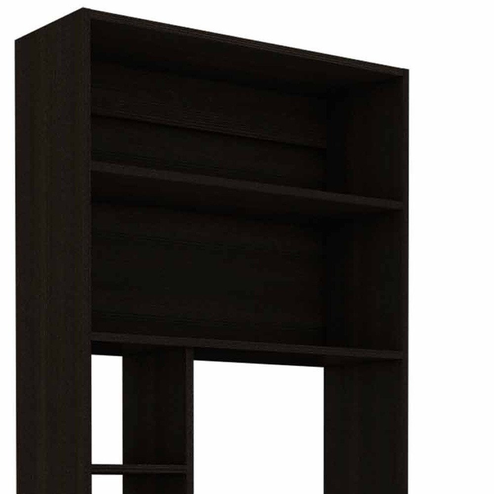30" Black Computer Desk With Hutch — view 3