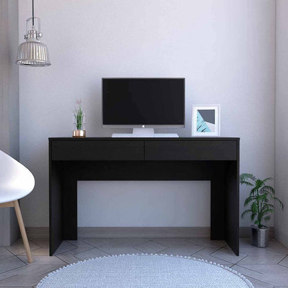 47" Black Computer Desk with Two Drawers HomeRoots