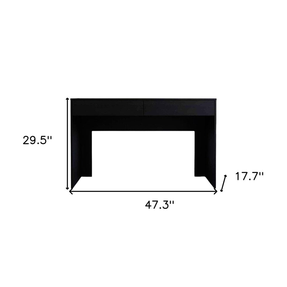 47" Black Computer Desk with Two Drawers HomeRoots