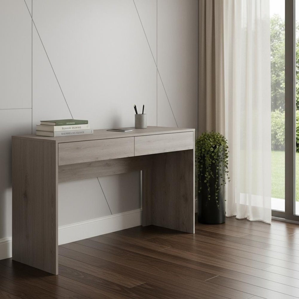 47" Light Gray Computer Desk With Two Drawers HomeRoots