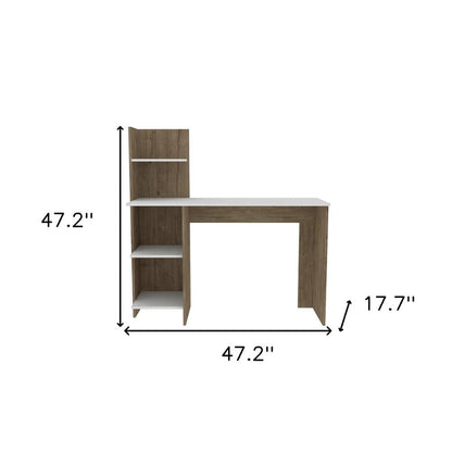 47" White and Brown Computer Desk HomeRoots