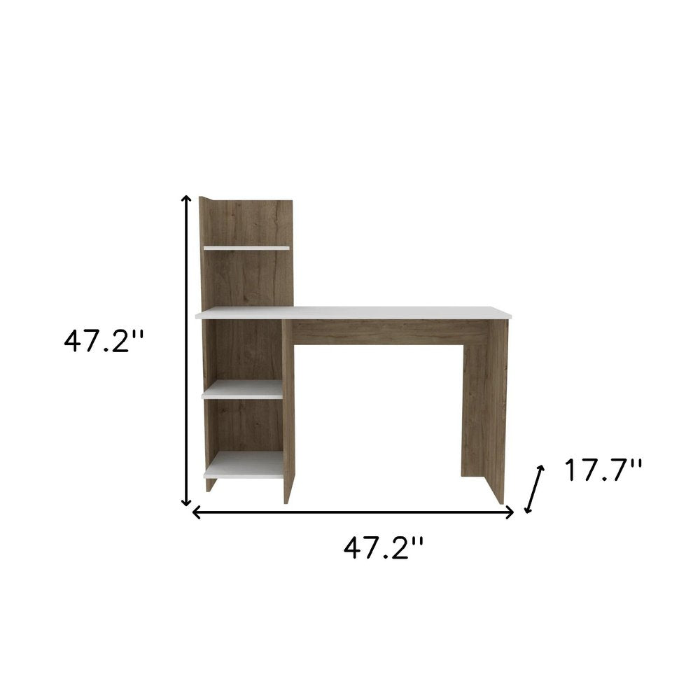 47" White and Brown Computer Desk HomeRoots