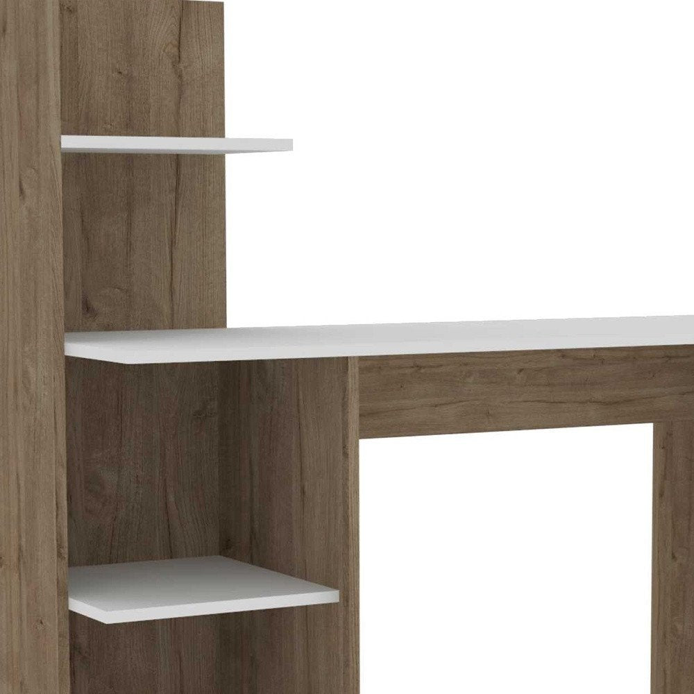 47" White and Brown Computer Desk HomeRoots
