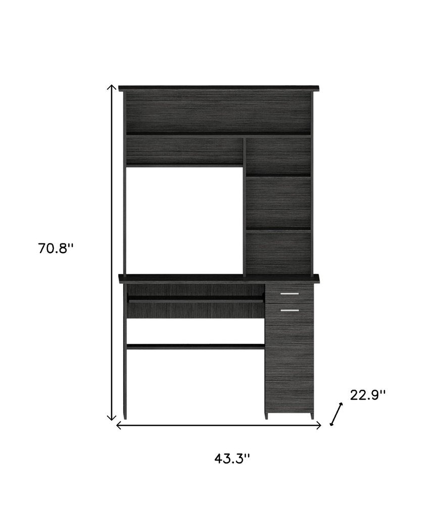 43" Gray Computer Desk With Hutch HomeRoots