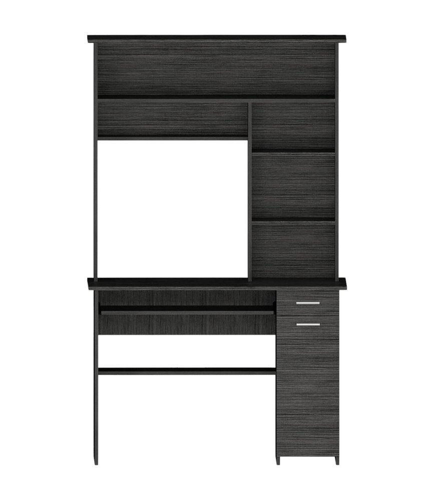 43" Gray Computer Desk With Hutch HomeRoots