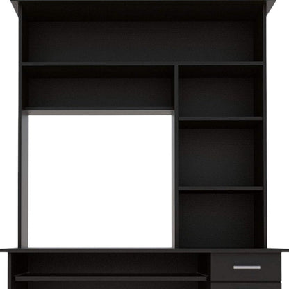 43" Black Computer Desk With Hutch HomeRoots