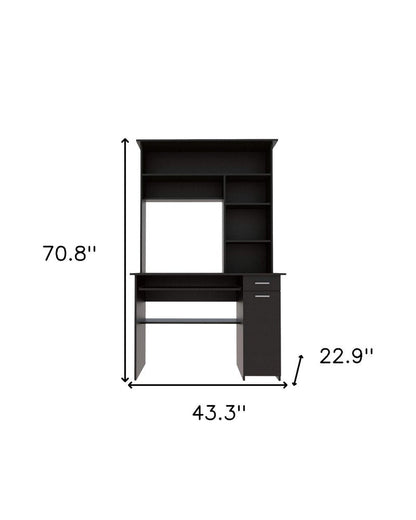 43" Black Computer Desk With Hutch HomeRoots