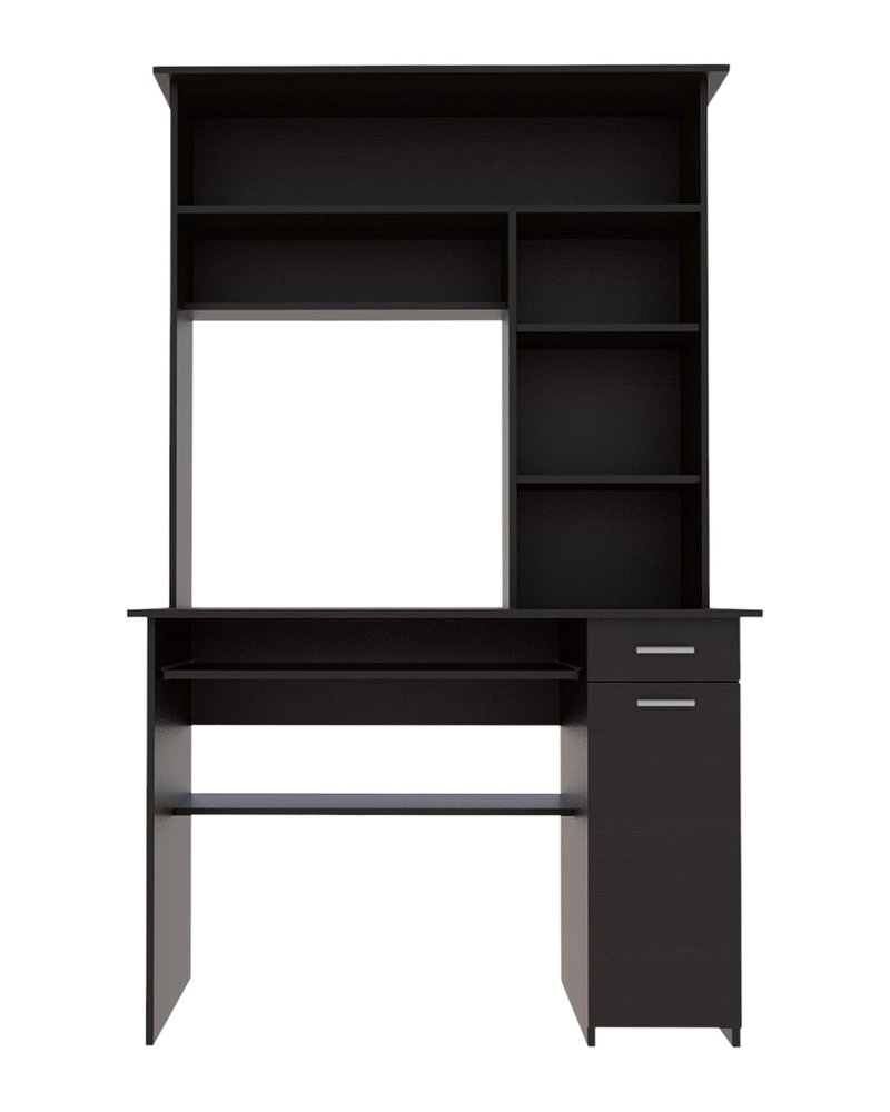 43" Black Computer Desk With Hutch HomeRoots