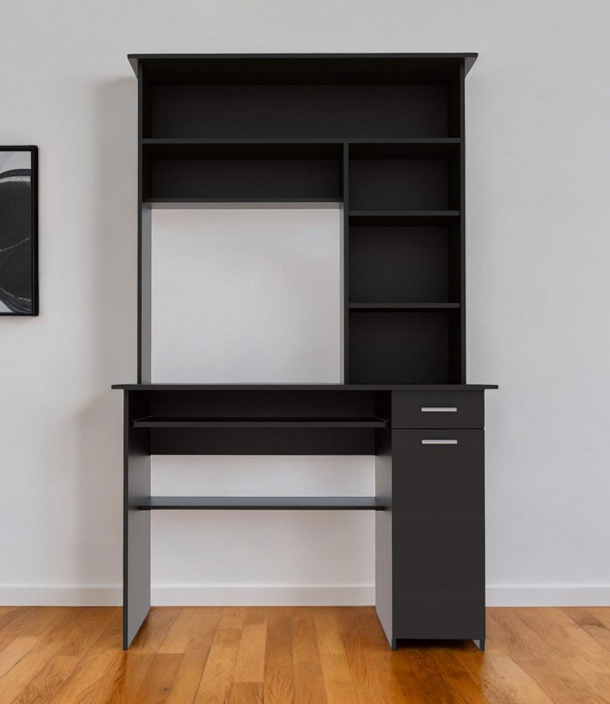 43" Black Computer Desk With Hutch HomeRoots