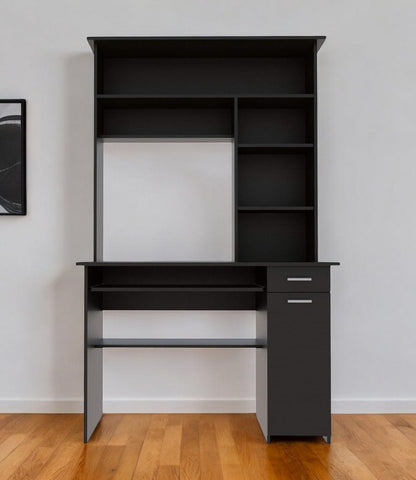 43" Black Computer Desk With Hutch HomeRoots